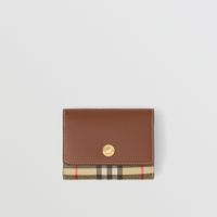 Vintage Check and Leather Small Folding Wallet in Archive Beige/tan - Women | Burberry® Official