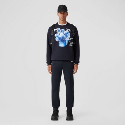 Crystal and Coordinates Print Cotton Sweatshirt Dark Charcoal Blue - Men | Burberry® Official