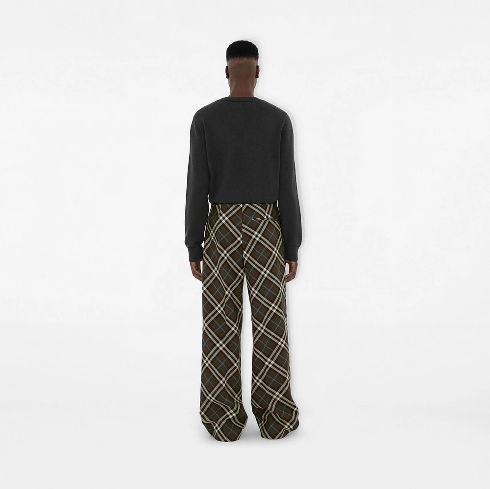 Check Wool Blend Tailored Trousers in Snug - Men | Burberry® Official