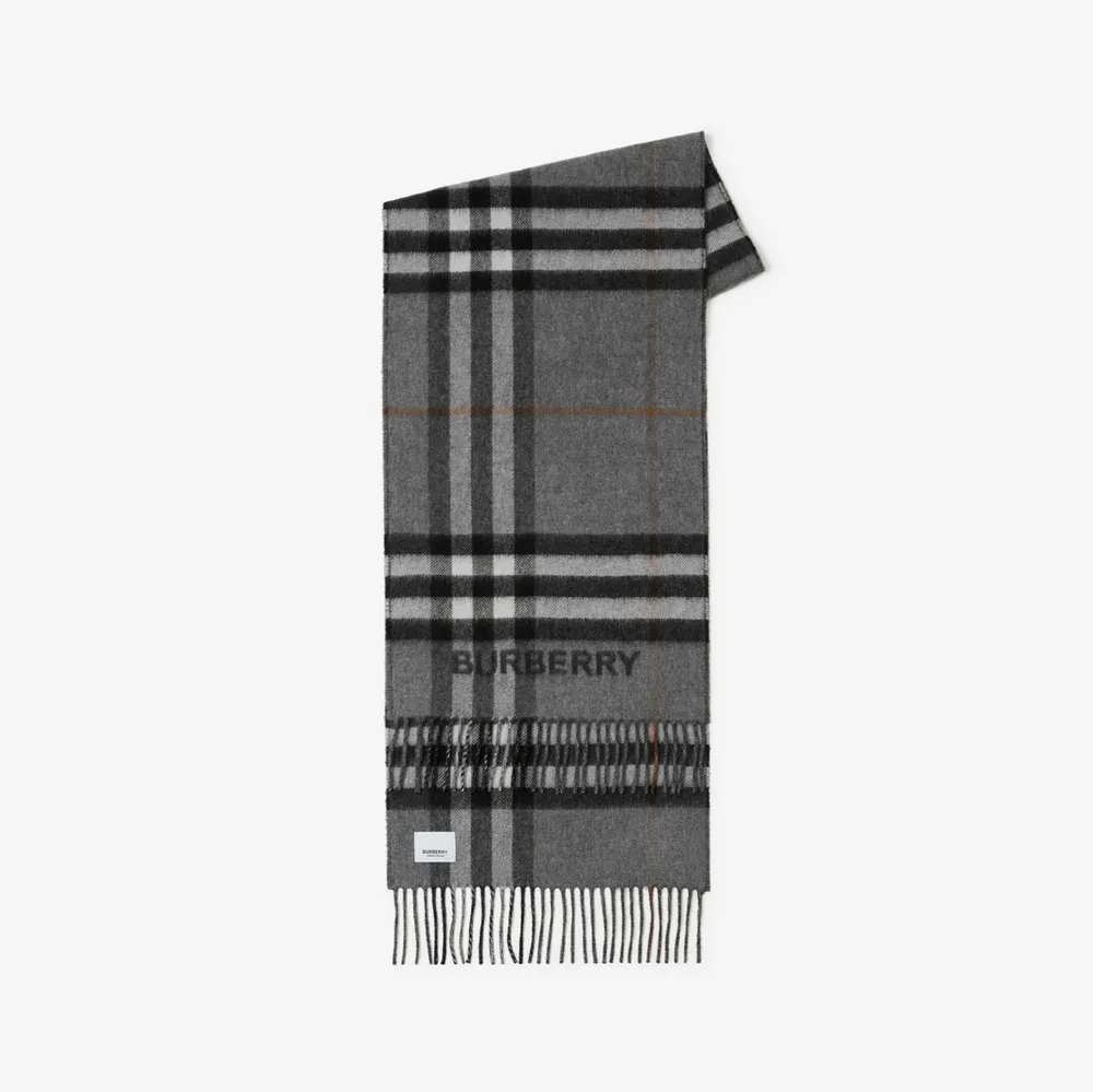 Check Cashmere Scarf in Grey | Burberry® Official