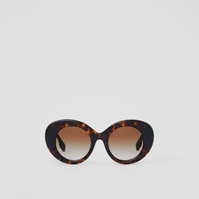 Monogram Motif Oversized Round Frame Lola Sunglasses in Dark Tortoiseshell/brown - Women | Burberry® Official