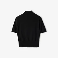 Cotton Blend Polo Shirt in Black - Women | Burberry® Official