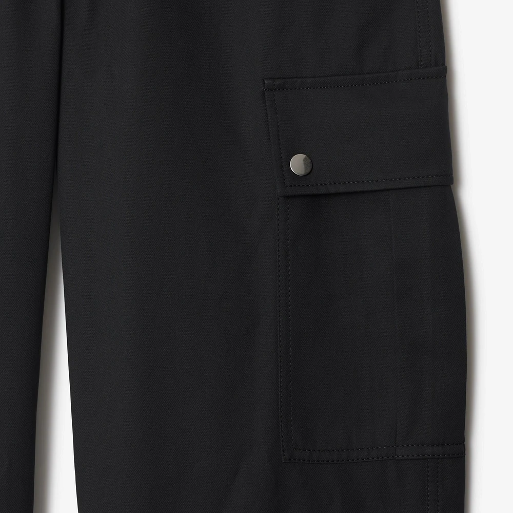 Cotton Blend Cargo Trousers in Black - Men | Burberry® Official