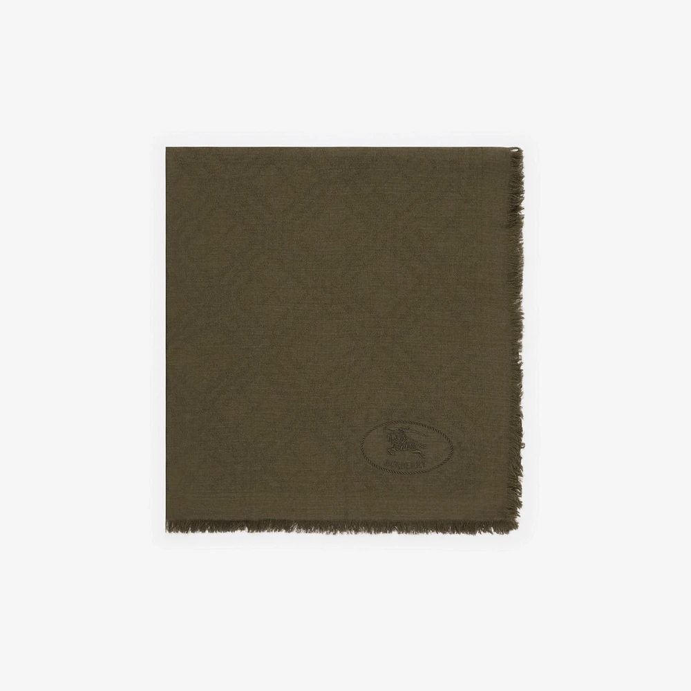 Wide Check Wool Silk Scarf in Swamp | Burberry® Official