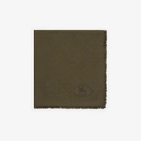 Wide Check Wool Silk Scarf in Swamp | Burberry® Official