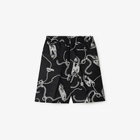 Knight Hardware Tricotine Shorts in Silver/black - Women, Nylon | Burberry® Official