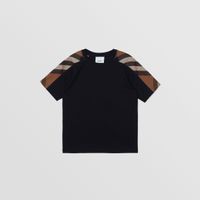 Exaggerated Check Panel Cotton T-shirt – Online Exclusive Dark Birch Brown | Burberry® Official