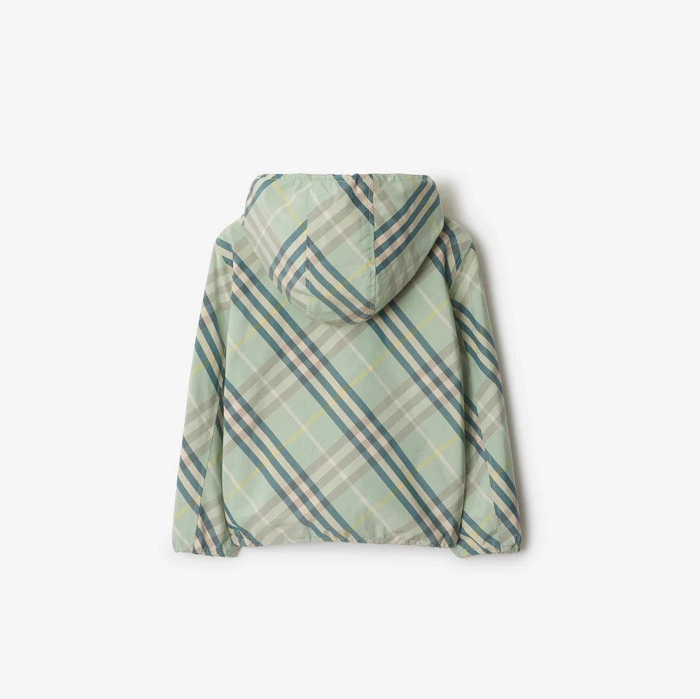 Reversible Check Cotton Blend Jacket in Breeze | Burberry® Official