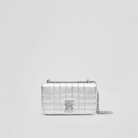 Quilted Metallic Leather Mini Lola Bag in Silver - Women | Burberry® Official