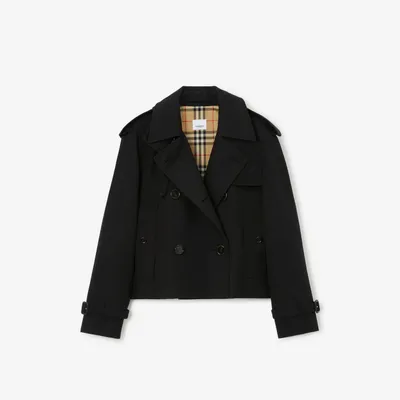 Cropped Gabardine Trench Jacket in Black - Women | Burberry® Official
