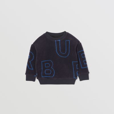 Logo Print Fleece Sweatshirt Navy Black | Burberry® Official