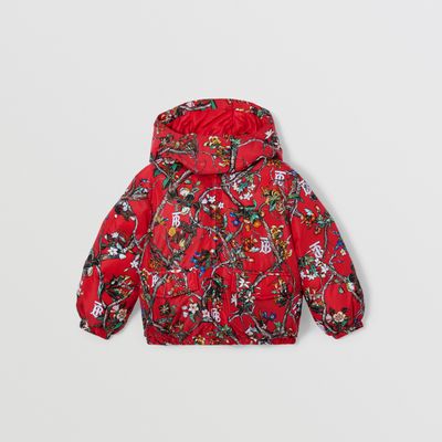 Monogram Motif Nylon Hooded Puffer Jacket Bright Red | Burberry® Official