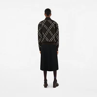 Check Wool Blend Cardigan in Snug - Women, Nylon | Burberry® Official