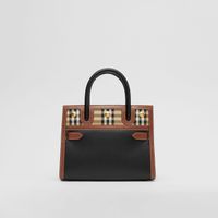 Mini Leather and Vintage Check Two-handle Title Bag in Black - Women | Burberry® Official