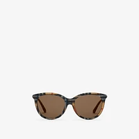 Tubular Check Round Sunglasses in Light sand - Women | Burberry® Official
