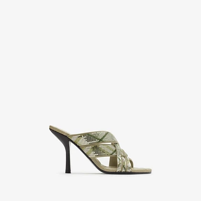 Check Mesh Cabana Maille Mules in Skylark - Women | Burberry® Official