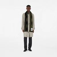 Wide Check Wool Silk Scarf in Shrub/black | Burberry® Official