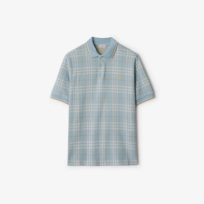 Check Cotton Polo Shirt in Fog - Men | Burberry® Official