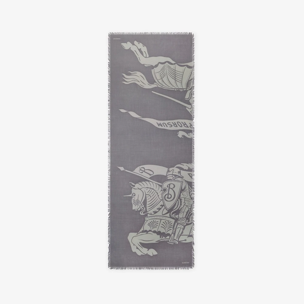 Wide EKD Wool Scarf in Mist | Burberry® Official