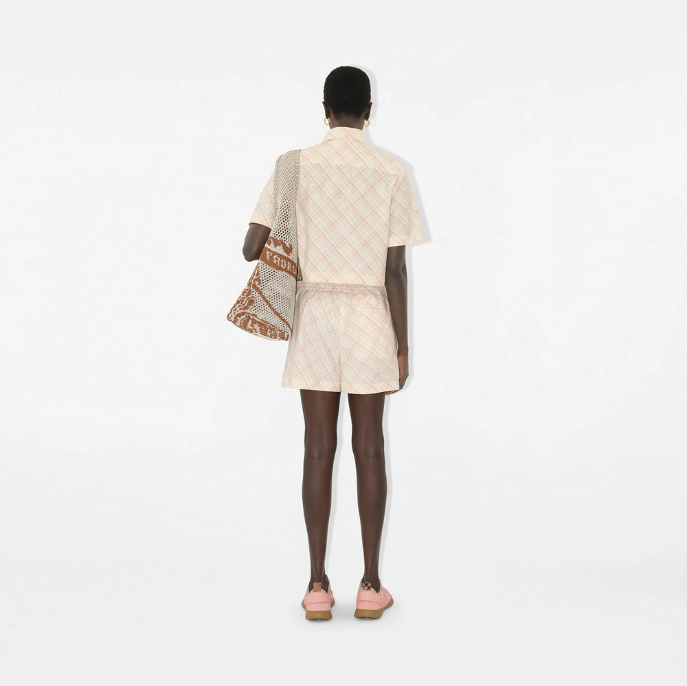 Check Cotton Pyjama Shorts in Dusky rose - Women | Burberry® Official