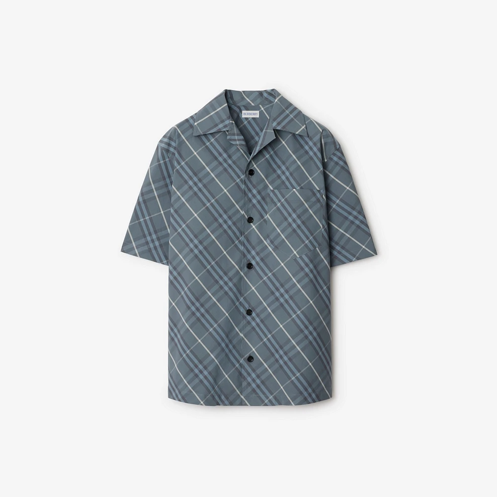 Relaxed Fit Check Cotton Shirt in Pewter - Men | Burberry® Official