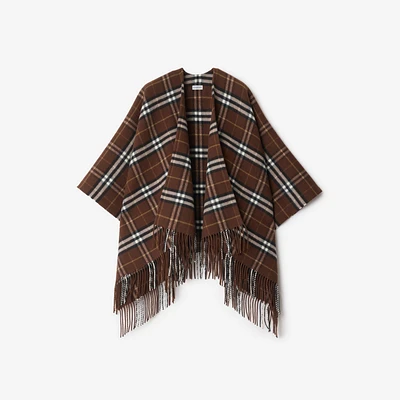 Check Wool Cashmere Cape in Treacle | Burberry® Official