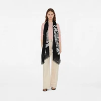 Wide EKD Wool Scarf in Black/calico | Burberry® Official