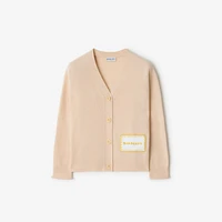 Logo Patch Wool Cardigan in Pale stone | Burberry® Official