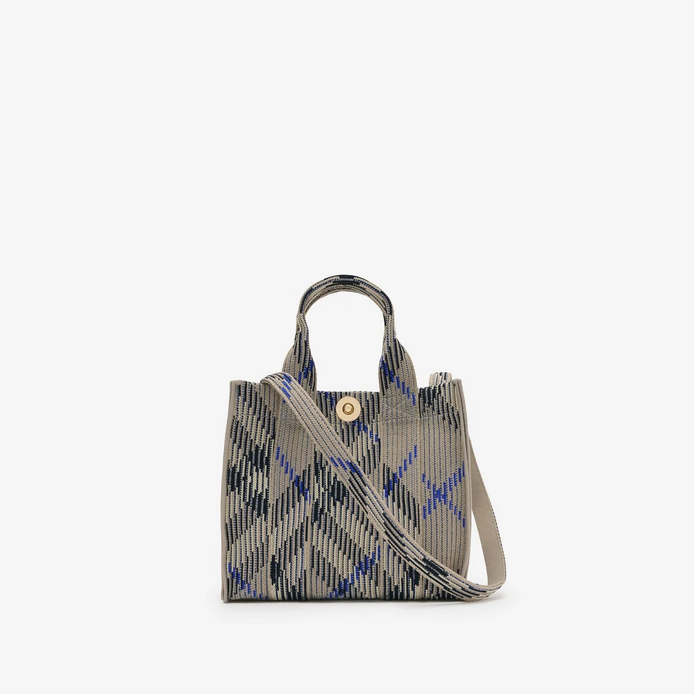 Mini Check Knitted Tote in Lichen - Women | Burberry® Official