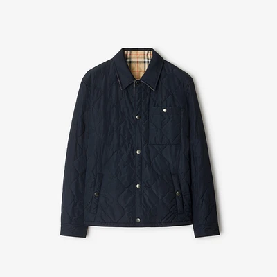 Reversible Quilted Nylon Overshirt in Navy - Men | Burberry® Official