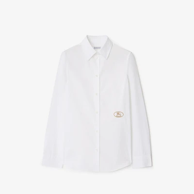 Slim Fit Cotton Poplin Shirt in White - Women | Burberry® Official