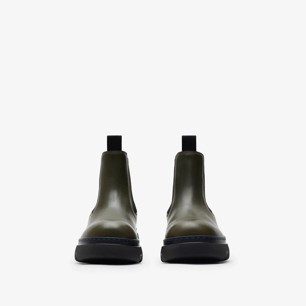 Leather Creeper Low Chelsea Boots in Loch - Women | Burberry® Official