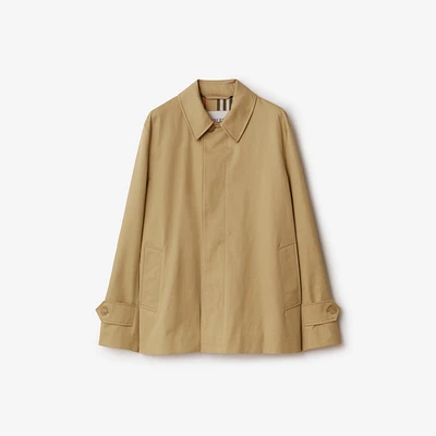 Short Gabardine Car Coat in Flax - Women, Cotton | Burberry® Official