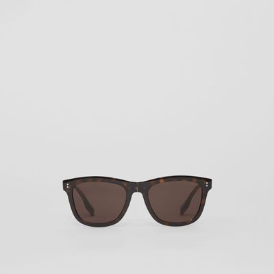 Logo Detail Square Frame Foldable Sunglasses in Tortoiseshell - Men | Burberry® Official