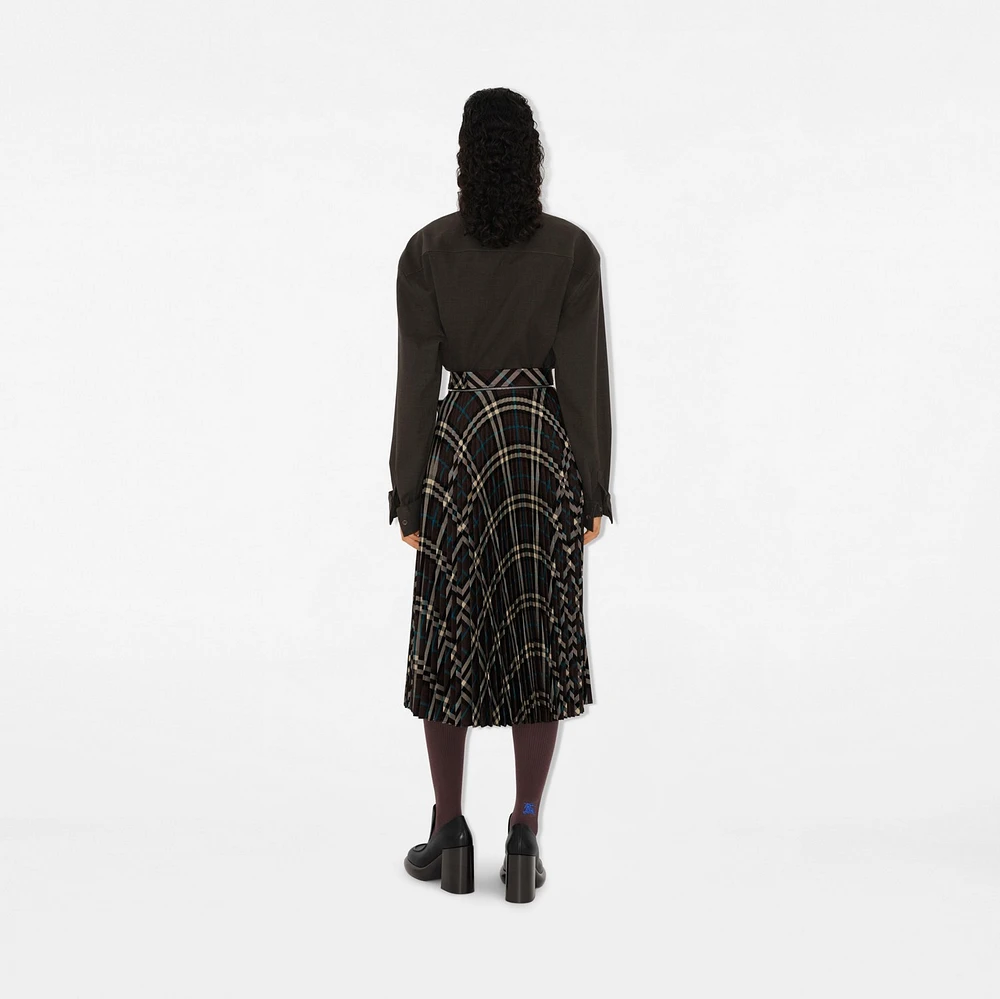 Pleated Check Wool Blend Skirt in Snug - Women, Technical | Burberry® Official