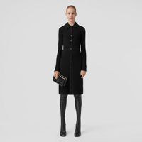 Monogram Motif Rib Knit Wool Dress Black - Women | Burberry® Official