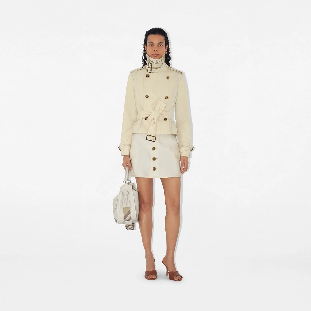 Cropped Cotton Blend Trench Jacket in Alpine - Women, Tropical Gabardine | Burberry® Official