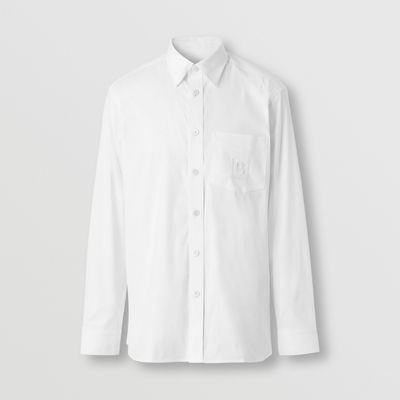 Letter Graphic Technical Cotton Shirt White - Men | Burberry® Official
