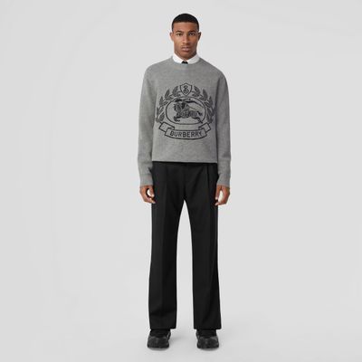 EKD Wool Jacquard Oversized Sweater Dark Thunder Grey - Men | Burberry® Official