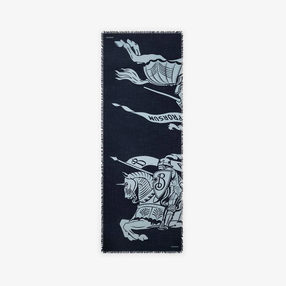 Wide EKD Wool Scarf in Bank | Burberry® Official