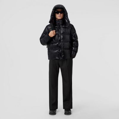 Detachable Hood Horseferry Print Puffer Jacket Black - Men | Burberry® Official