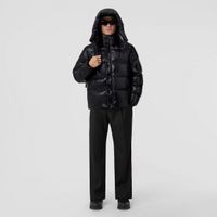 Detachable Hood Horseferry Print Puffer Jacket Black - Men | Burberry® Official