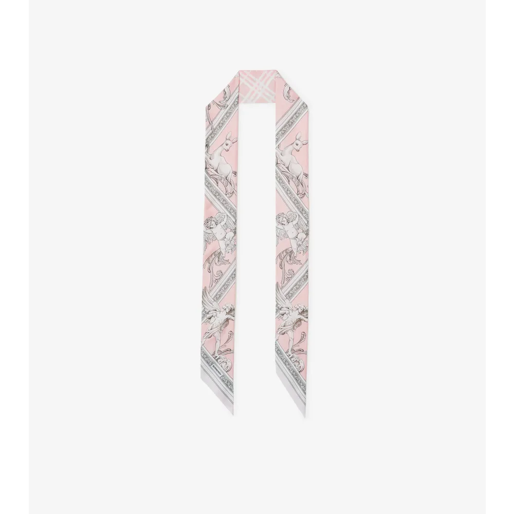 Statue Print Silk Diamond-shaped Scarf in Alabaster Pink