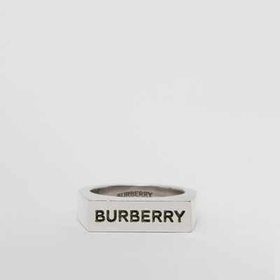 Engraved Palladium-plated Signet Ring Vintage Steel - Men | Burberry® Official