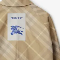 Mid-length Reversible Check Gabardine Car Coat in Flax - Women, Cotton Gabardine | Burberry® Official