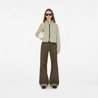 Cropped Reversible Check Hooded Jacket in Skylark - Women, Nylon | Burberry® Official