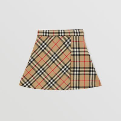 Vintage Check Wool Pleated Skirt Archive Beige - Children | Burberry® Official