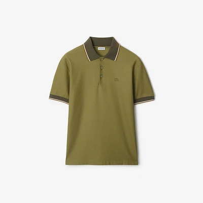 Logo Collar Cotton Polo Shirt in Estate - Men | Burberry® Official