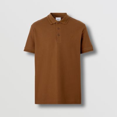 Monogram Motif Cotton Piqué Polo Shirt Dark Birch Brown - Men | Burberry® Official