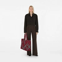 Medium Check Knitted Tote in Scarlet - Women | Burberry® Official